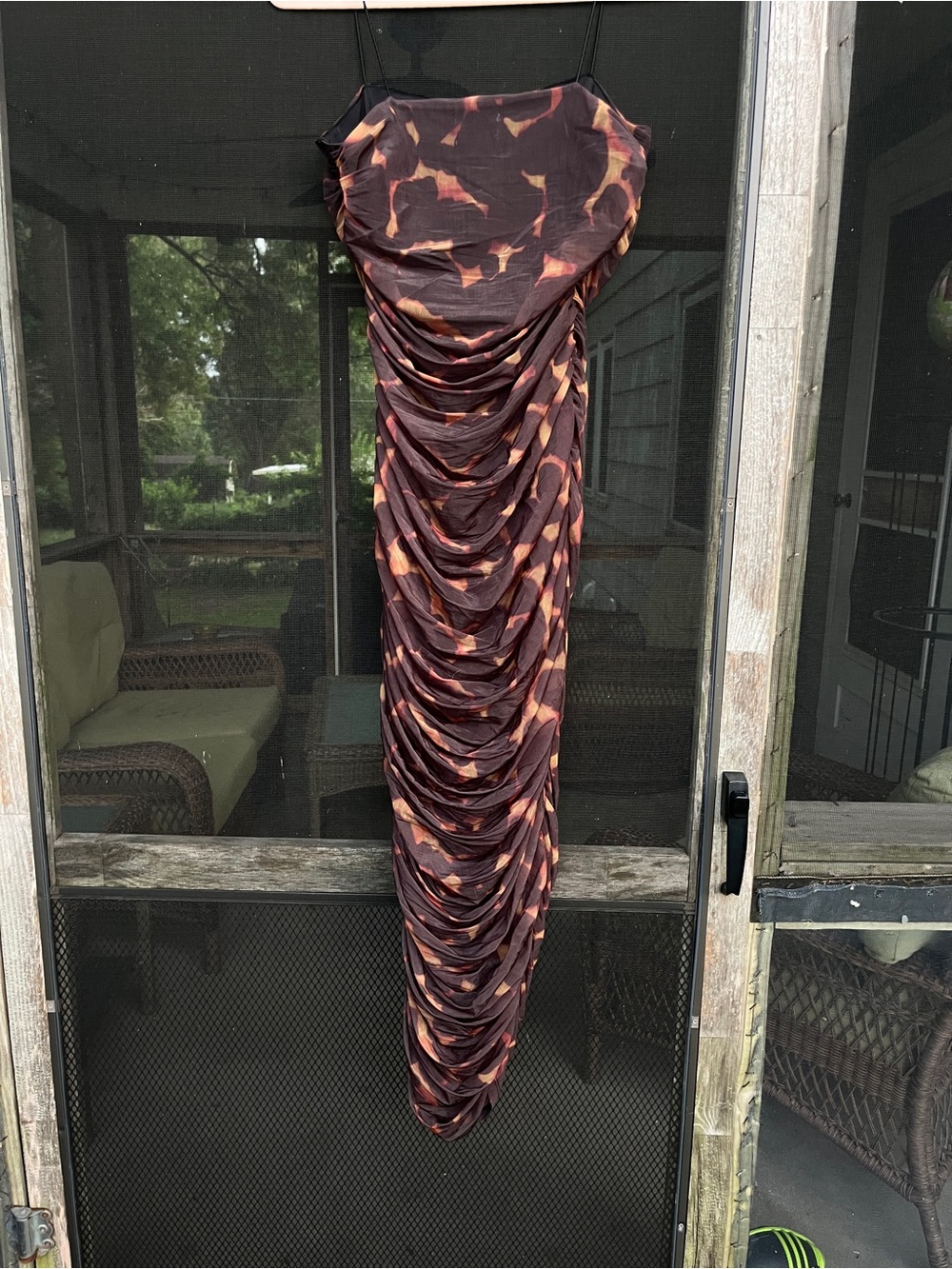 Future Collective Ruched Dress with Abstract Animal print